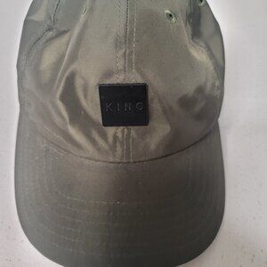 King Reign Supreme Olive Nylon Hat Adjustable OSFA Black Metallic Logo